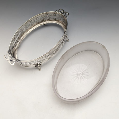1926 British Vintage Pure Silver & Glass Inner Butter Dish 163g Walker & Hall
